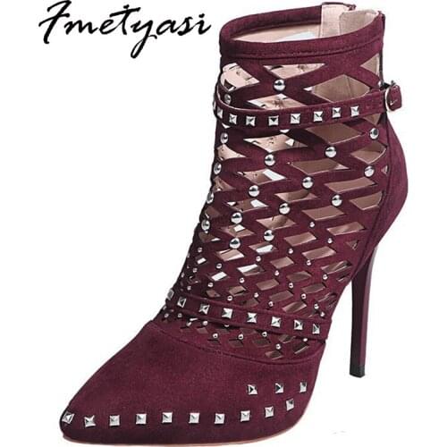 High Heels for Women 2021 Stiletto Sandals Rhinestone Crystal Buckle Strap Roman Sandals Pointed Toe Big Size Summer Hollow