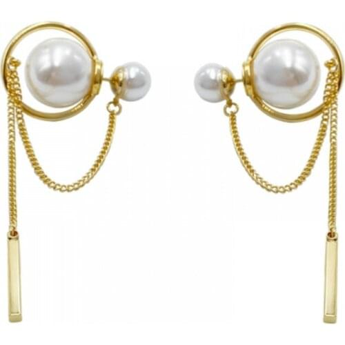 2021 New Fashion Korean Oversized White Pearl Drop Earrings for Women Bohemian Golden Round Pearl Wedding Earrings Jewelry Gift