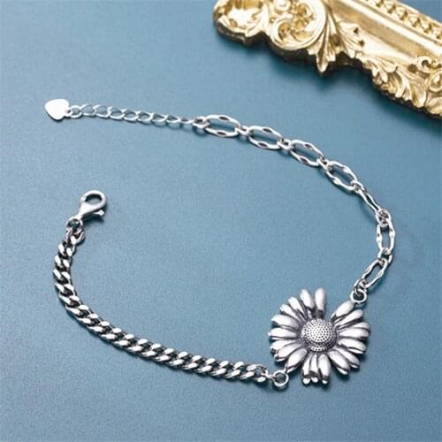 Wholesale Lightning Offers Plant Sun Flower Charm Bracelets Asymmetrical Chain Woman Female Bracelet pulseiras Gifts