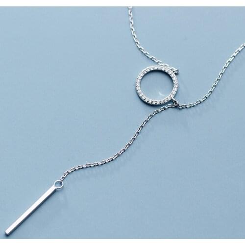 Temperament Simple 925 Sterling Color Dazzling Cubic Zirconia Round Pendant Necklace For Women Choker Wedding Jewelry