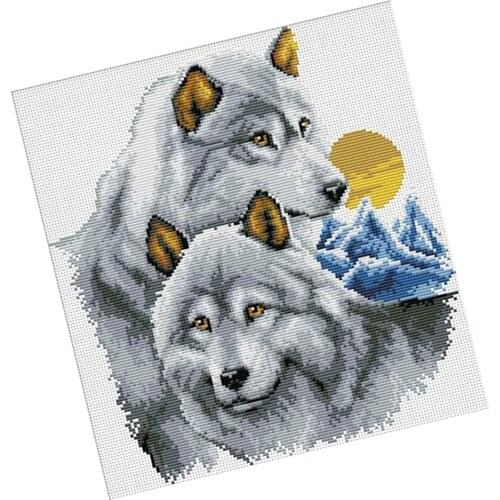 Wolf Animal Ribbon Embroidery Kit Painting Handcraft DIY Needlework Art Home Decor
