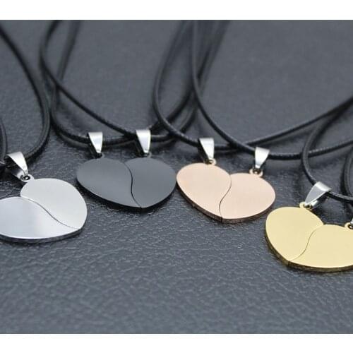 100% Stainless Steel Broken Heart Tag Pendant For Engrave Metal Heart Puzzle Jigsaw Charm Mirror Polished 10pair