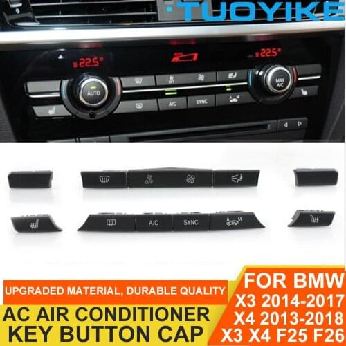 11 Keys Matt Black Dashboard AC Air Conditioner Ventilation Climate Button Sequin Replace Trim For BMW X3 X4 F25 F26 2013-2018