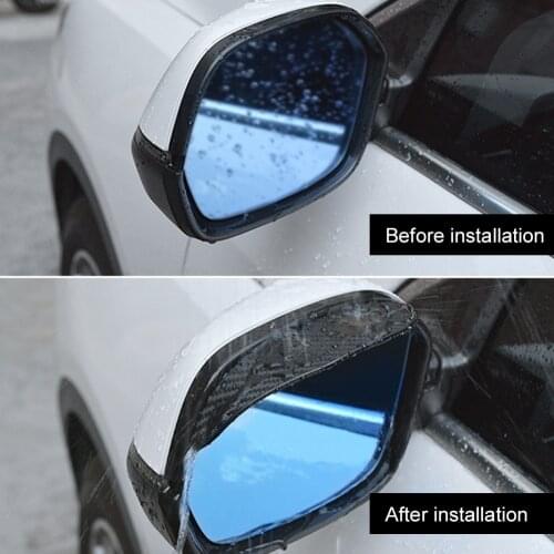 2PCS Universal Car Rear View Mirror Rain Cover Sun Visor Eyebrow Carbon Fiber Side View Mirror Rain Guard Auto Accessories