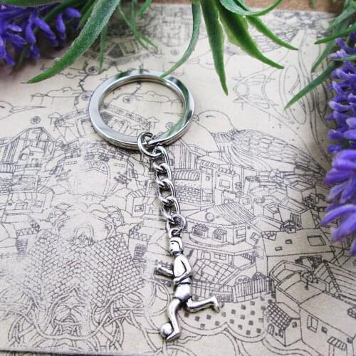 3pcs /lot 12*23mm Soccer Player 28mm Keyring Metal Chain Silver Color Men Car Gift Keychain