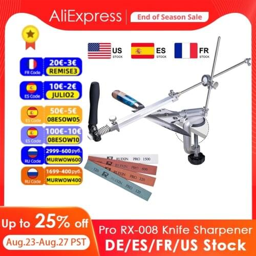 360° Stainless Steel Knife Sharpener,Rotation Fixed-Angle Pro RX-008,Professional Kitchen Sharpening Tool Set With 4 Grindstones