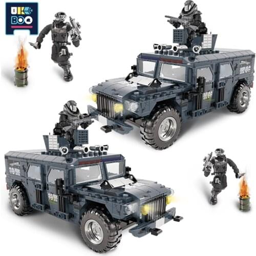 618PCS WW2 Military Armored Personnel SWAT Truck Building Blocks Police Soldier Weapon Car Figures Bricks Toys For Children
