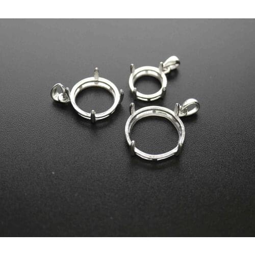 7-22MM Round Cabochon Bezel Solid 925 Sterling Silver DIY Prong Settings Pendant 1411233