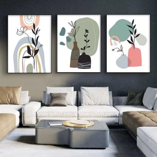 Abstract Plants Geometry Line Canvas Poster and Prints Nordic Living Room Minimalist Painting on the Wall Art Picture Decoration