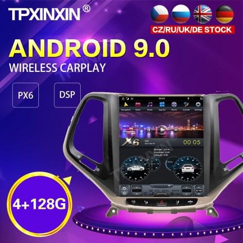 PX6 IPS Android 9.0 4+128G Tesla Style Car Radio For Jeep Cherokee 2014-2019 GPS Navi Auto Stereo Recoder Head Unit DSP Carplay