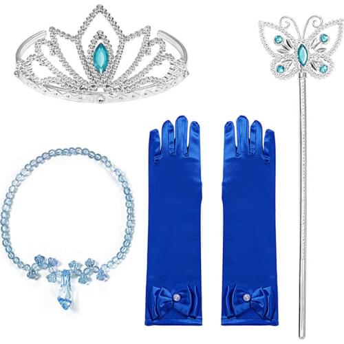 Snow White Girls Princess Crown Magic Wand Necklace Gloves Accessories Rella Earring Bracelet Sleeping Beauty Sets