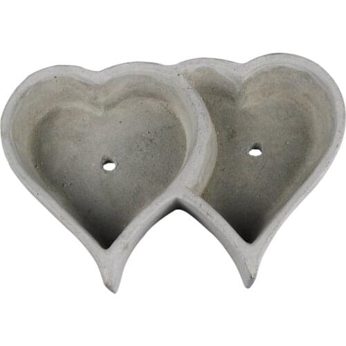 Silicone Mold for Concrete Handmade Double Heart Shape Planter Cement Mould