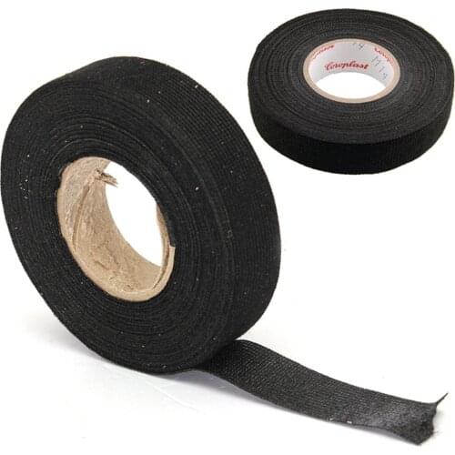 Black Color 1Roll 15mx9mm/19mmx15m Wiring Harness Tape Strong Adhesive Cloth Fabric Tape For Looms Cars