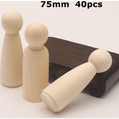 40PCS Wooden Peg Dolls 75mm Wood Dolls DIY Handmade Home Figures Craft Nursery Decor Unfinished Wooden Blank Peg Dolls Dolls