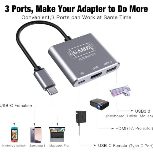 Switch Dock TV Dock for Nintendo Switch Portable Docking Station USB C to 4K HDMI-compatible USB 3.0 PD for Macbook Pro