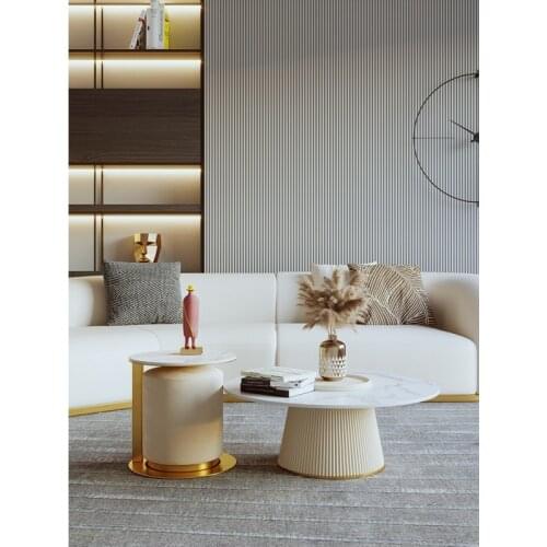 Italian light luxury slate coffee table modern new with stool net red round sofa coffee table combination high-end ordered