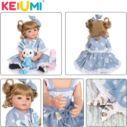 KEIUMI 22 Inch 55CM Lifelike Reborn Baby Dolls Full Body Silicone Lovely Reborn Baby Girl Toys For Birthday Gifts For Childrens