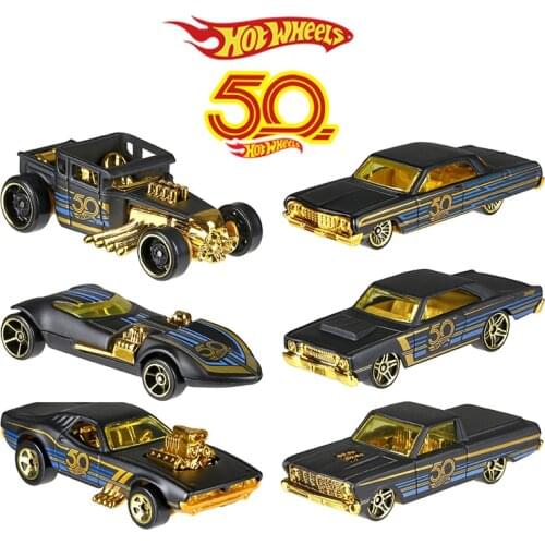 2018 Hot Wheels Car Collectors Edition 50th Anniversary Black Gold Metal Diecast Cars Toys Vehicle For Children Juguetes FRN33