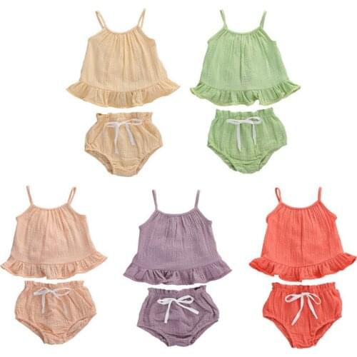 0-24M Newborn Infant Baby Girls Boys Clothes Sets Solid Sleeveless Vest Tops+Shorts 5 Colors Outfits