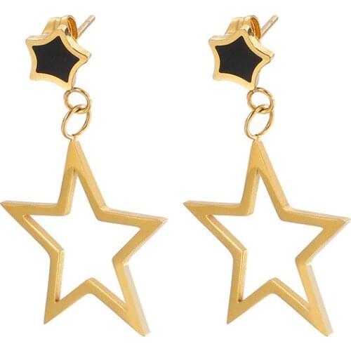 Korean fashion new simple star hollow earrings temperament five-pointed star exaggerated large earrings