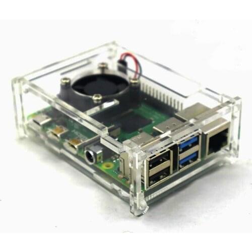 Elecrow Hottest Raspberry Pi 4 Model B Clear Acrylic Case Enclosure Box Protective Shell for RPI 4B with Cooling Fan