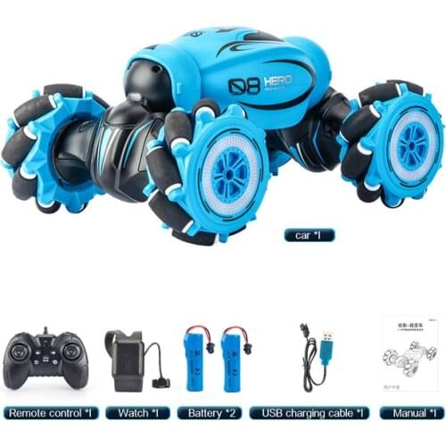 4WD RC Stunt Car Watch Gesture Sensor Control Deformable Electric RC Drift Car Transformer Car with LED Gift Toy for Kids