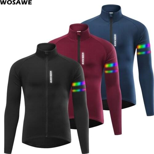 Mens Cycling Jacket Water Repellent Windproof Thermal Fleece Bike Jersey MTB Bicycle Riding Running Autumn Winter Jacket Coat