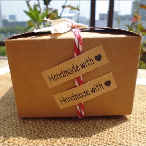 108pcs Handmade With Love Kraft Seal Sticker Paper Labels for Handmade Product, DIY Self-Adhesive Gift Sticker 4.5x1.3cm