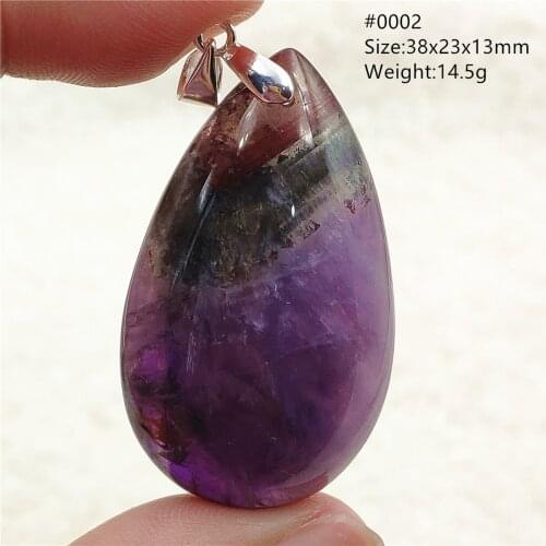 Genuine Natural Cacoxenite Auralite 23 Purple Red Pendant Water Drop Rutilated Bead Women Men Rare AAAAAA