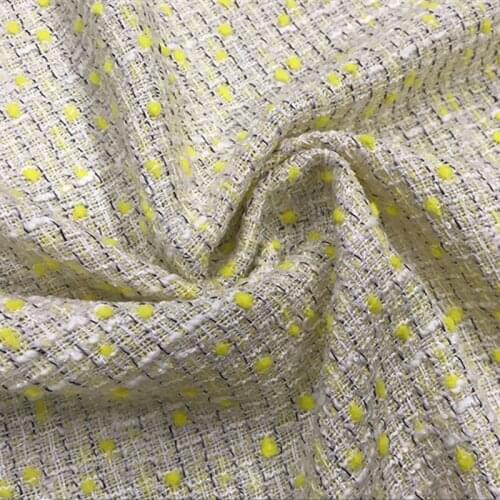 New Fashion Small Fragrance Wool Tweed Fabric Autumn Winter Cloth Knitted Mink Velvet Sewing Material for Womens Dresses