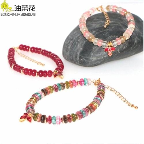 New Wheel Bead Bracelet Tourmaline Crystal Rubys Pendant Woman Girl Child Yoga Jewelry Birthday Party Wedding Gift Christmas