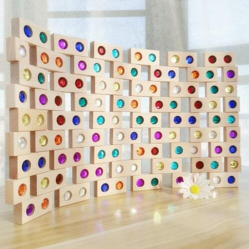 New Wooden Toy Gems Blocks Rainbow Stacking Jenga Blocks Toys Natural Wood Blocks Kids Blocks Educational Houten Speelgoed
