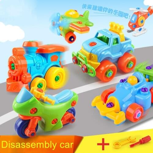 Early Learning Education Toys For Children Disassembly Car Cartoon Animal Assembled Blocks Sets Screwdriver Hex Nut Building Toy