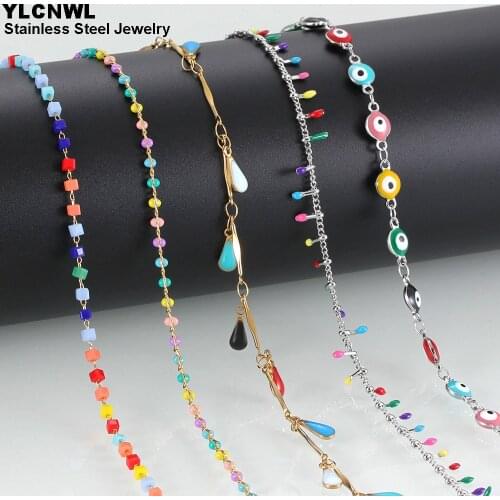 Guarantee Stainless Steel Multi-Colour Enamel Chain Necklace For Women Cute Charm Ladies Girl Jewelry Fashion 2021 Wedding Gift