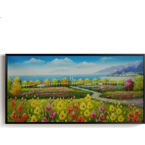 Hand painted Oil Painting Seascape Garden Modern Wall Art Picture for Living room Flower Canvas Paintings Abstract