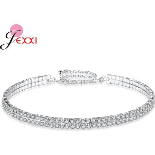 Bling Bling Jewelry 925 Sterling Silver Clear CZ Crystal Collar Choker Necklace for Women Rhinestone Wedding Engagement Bijoux