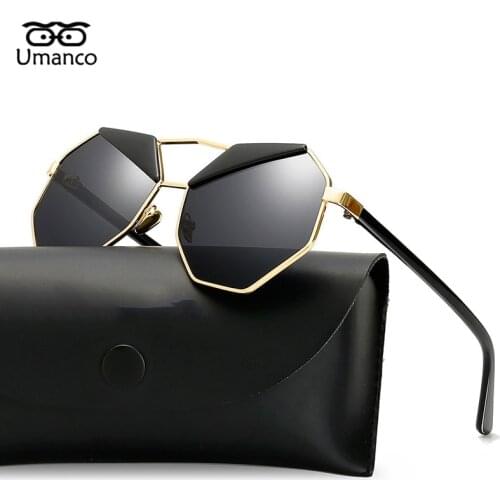 Umanco Vintage Metal Polygonal Sunglasses Men Women Dazzling Gradient Eyewear Driving Goggles Unique Pilot Glasses Male Girls