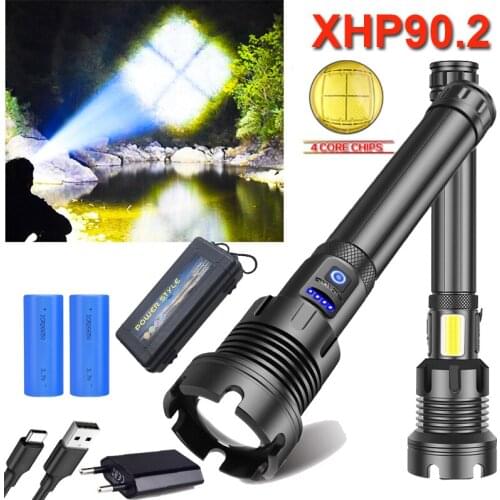 Super Bright XHP90.2 LED Flashlight USB Rechargeable Torch XHP70 Flashlight Zoom Flashlight Tactical Flashlight Waterproof Torch
