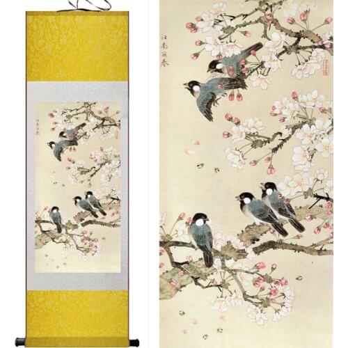 Traditional Chinese Art Painting Home Office Decoration Chinese painting birds flying on the treePrinted painting
