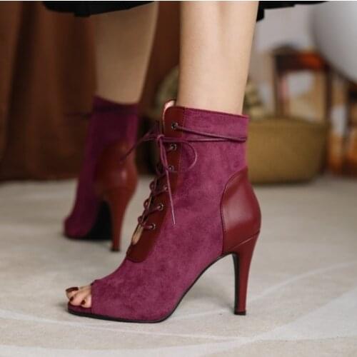 Women Latin Woman Sexy stilettos High Heels Sandalias Elegant dance heels shoes Hollow For Womens Sandals Boots Ankle Prom