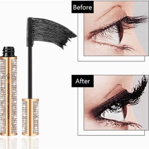 4D Flash Diamond Waterproof Silk Fiber Thick Lengthening Mascara No Clumping Smudge Proof Eyelashes Voluminous Eyelashes NN