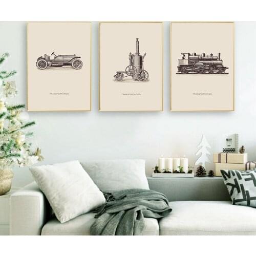 Vintage Old Locomotive Industrial Revolution Canvas Painting Prints Poster Nordic Wall Art Picture Living Room Home Decoration