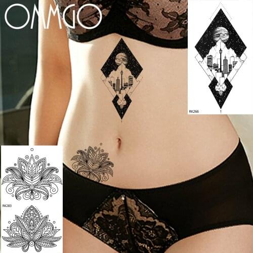 Geometric City Storied Building Universe Temporary Tattoos For Men Women Body Art DIY Tatoo Paper Disposable Fake Tattoo Sticker