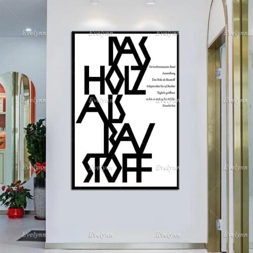 Exhibition Poster The Wood As A Construction Material 1952 By Armin Hofmann Modern Home Decor Prints Wall Art Canvas Modular