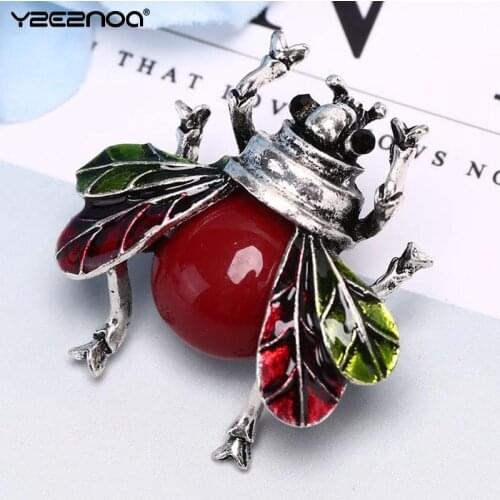 Women Pin Jewelry Gifts Vintage Rhinestone Red Bee Brooches Men Classic Insects Bee Brooch Pins NEW