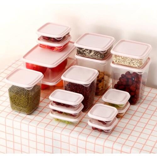 17 Pieces Kitchen Food Storage Box Container Set with lids Microwave Safe Storage Organizer Bins for Meal Grain Vegetable Fruit