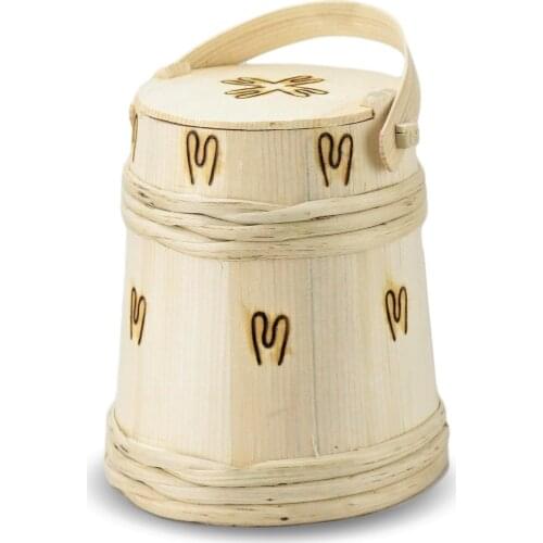 2,5 Litre Ahşap Tereyağı Saklama Kutusu Kabı Dolap El Yapımı Doğal Organik Sağlıklı Ahşap Silindirik desenli