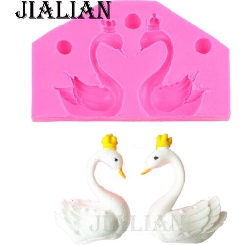 2 Pcs/ set 3D Swan soap mould chocolate cake decorating tools DIY baking fondant Food grade silicone mold T0441