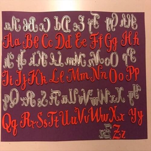 26 moldes de corte de metal decorativos maiúsculas e minúsculas, álbuns de fotos, cartões de relevo, moldes de artesanato