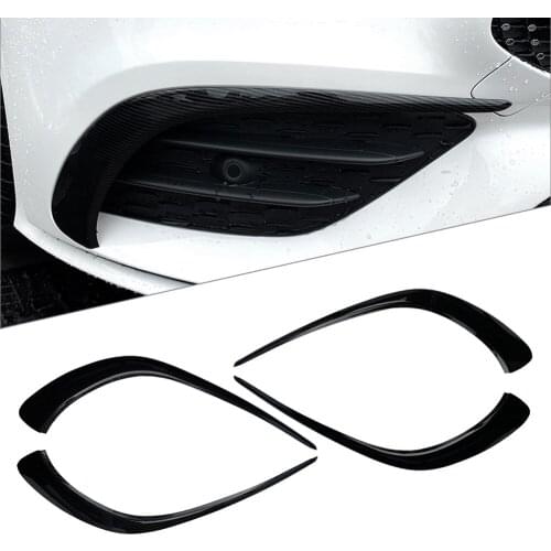 ABS Car Front Bumper Lip Spoiler Styling Moulding Splitter 2Pcs For Mercedes Benz C118 CLA 2020+ Carbon Fiber/Glossy Black